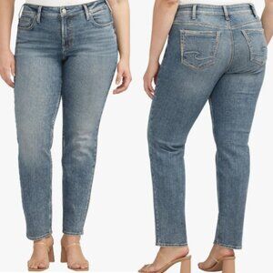 Silver Jeans Suki Straight Sz 33 High Rise Light Blue Wash Casual Stretch Denim
